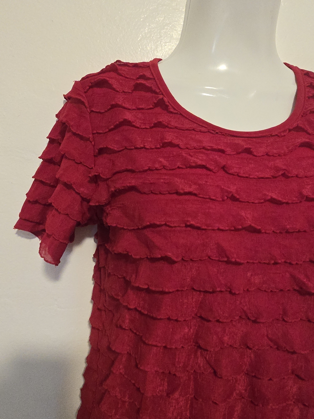 Jason Maxwell - Red Layered Ruffle Top - Picture 2 of 10